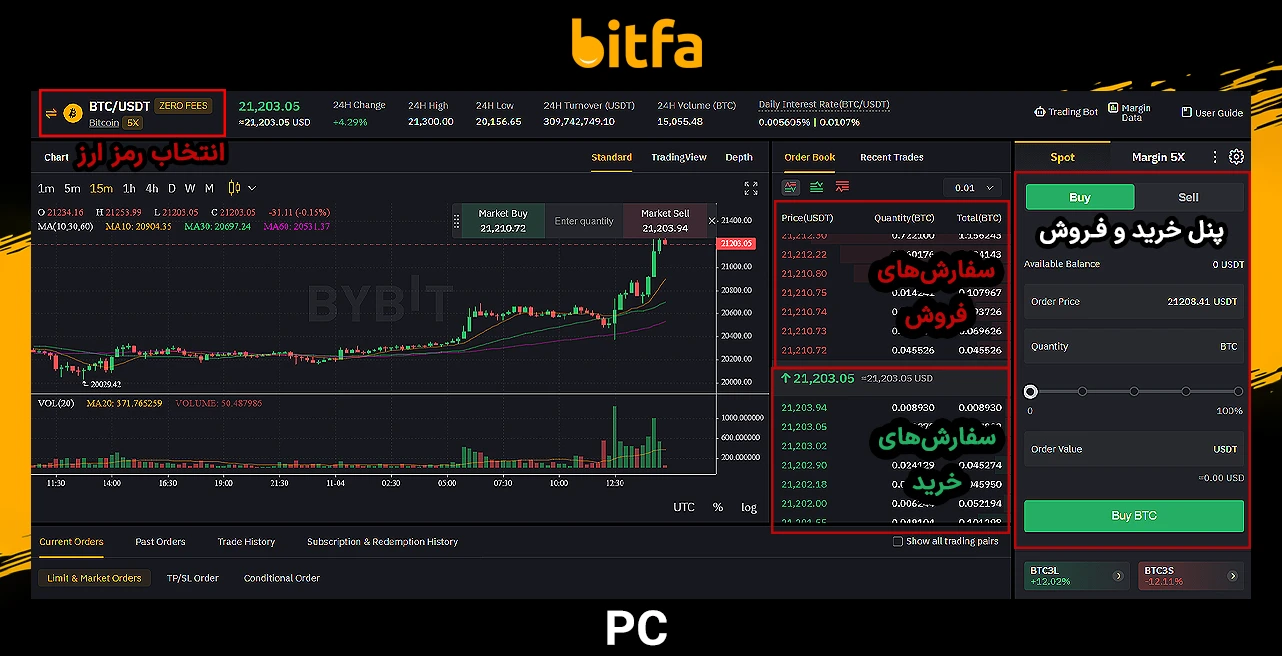 خرید و فروش اسپات صرافی بای بیت در کامپیوتر