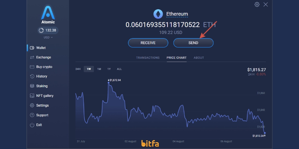 ارسال توکن در اتمیک ولت