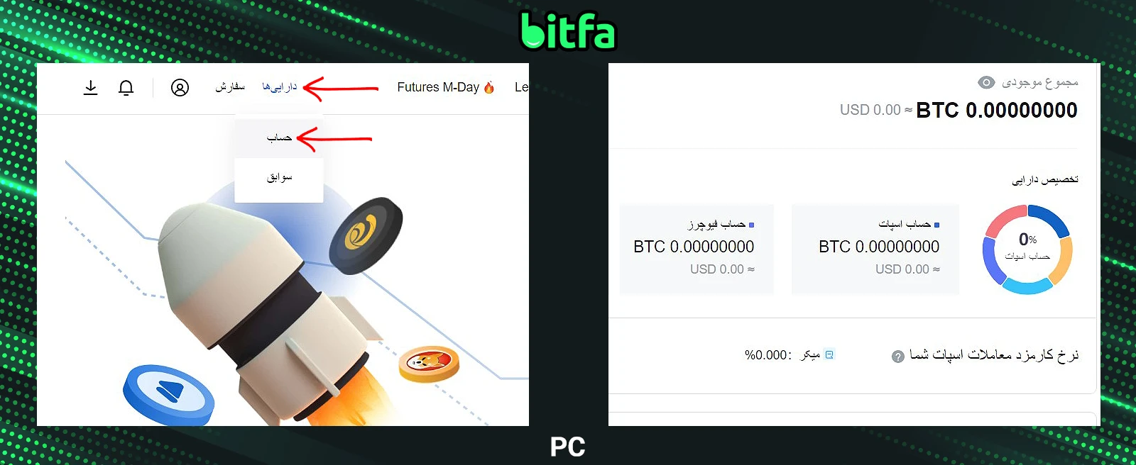 نحوه کار با کیف پول داخلی صرافی ام ایکس سی در کامپیوتر