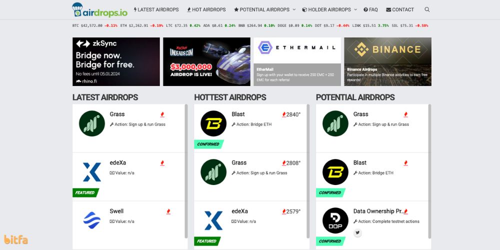 سایت ایردراپ Airdrops.io