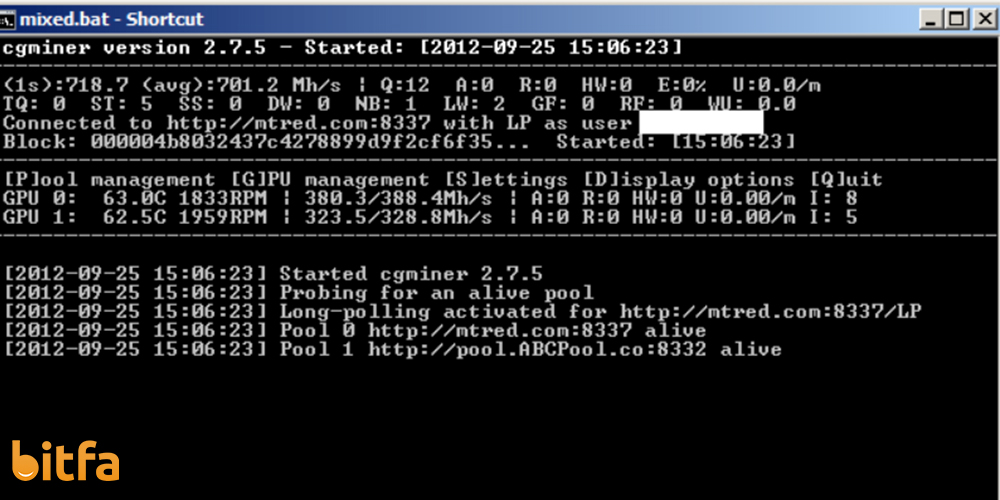 CGminer استخراج بیت کوین با نرم افزار 