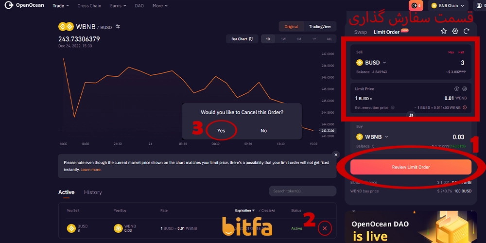 انجام معاملات لیمیت (Limit) در صرافی اوپن اوشن