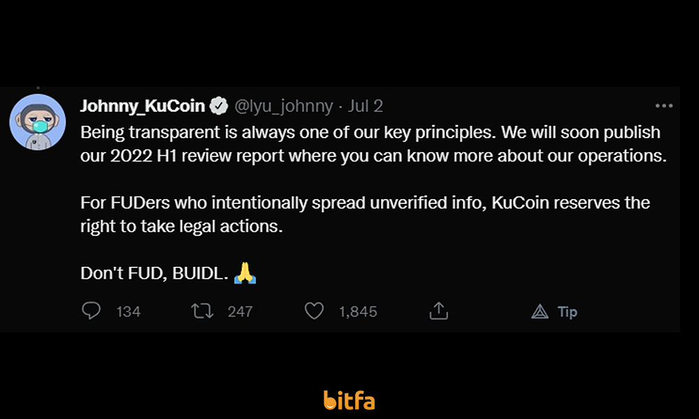 توییت مدیر عامل KuCoin