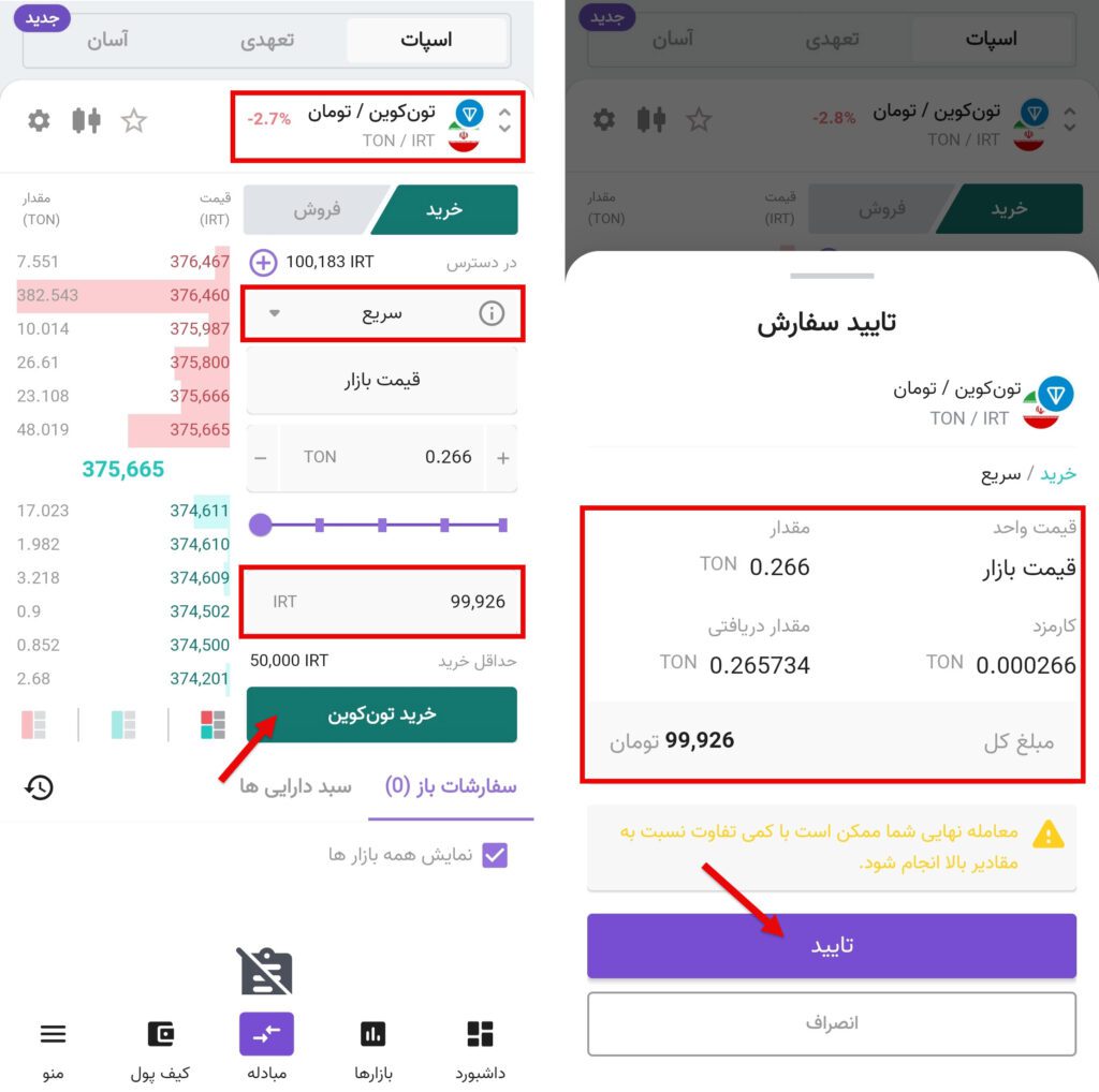 خرید تون کوین از نوبیتکس برای فروش داگز