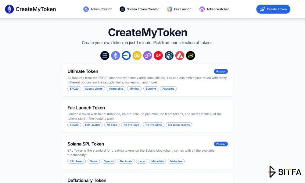 ساخت توکن در create my token