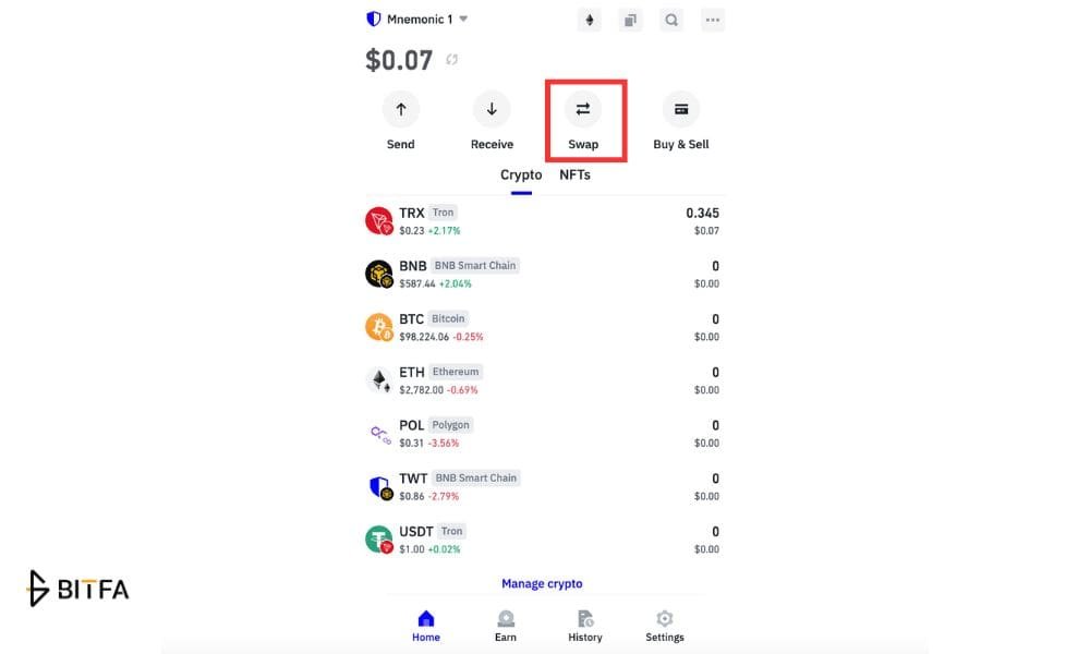 بخش Swap در تراست ولت