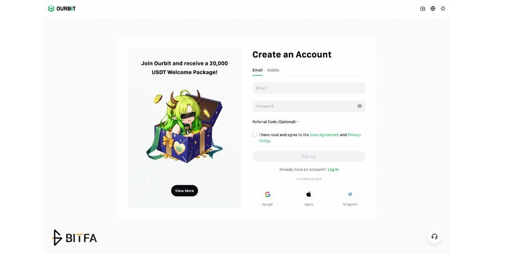 نحوه ثبت نام در صرافی اوربیت