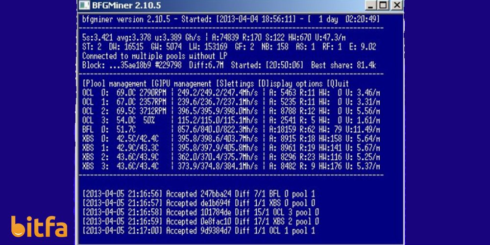 BFGminer استخراج بیت کوین با نرم افزار