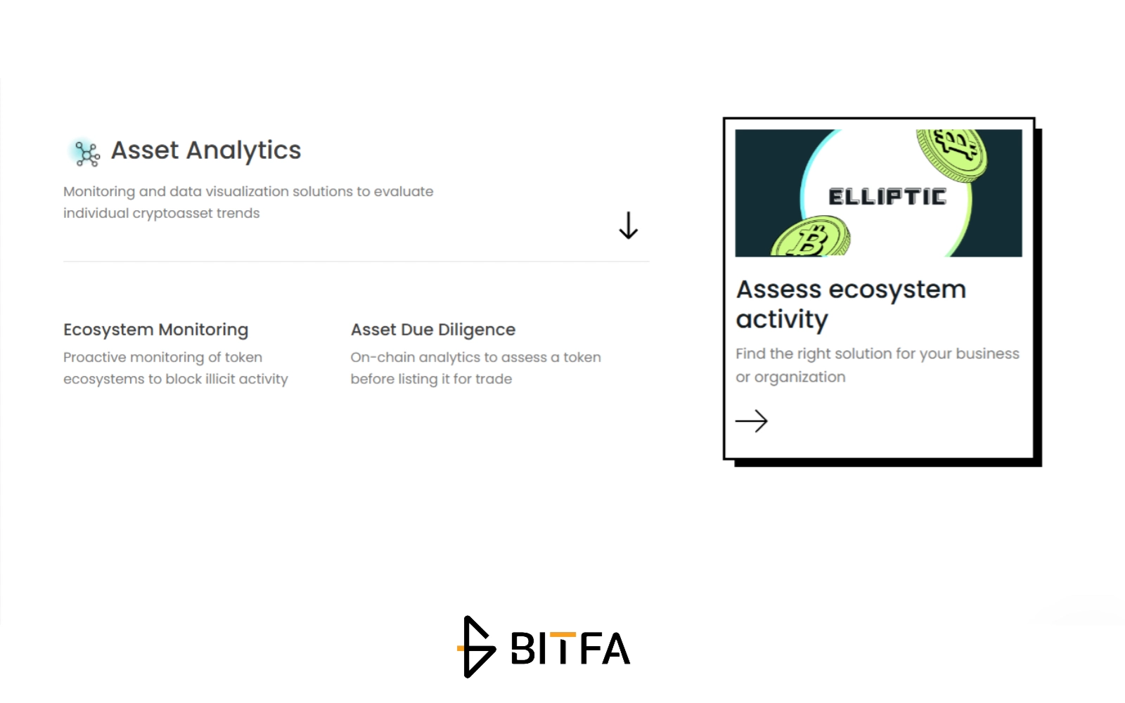 بخش asset analytics سایت Elliptic