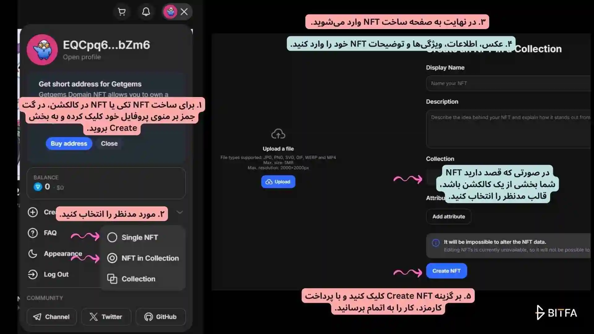 آموزش Getgems: نحوه ساخت NFT در گت جمز