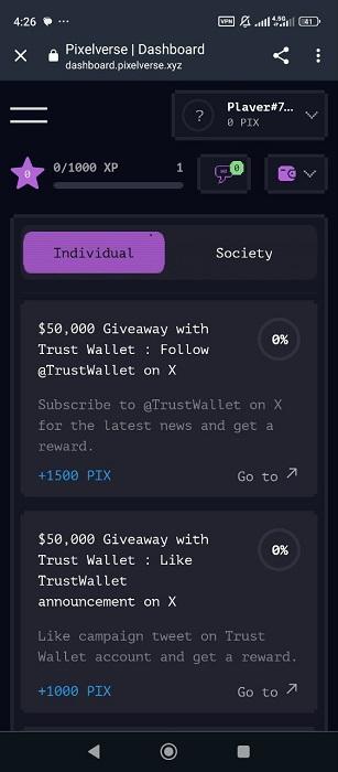 داشبورد بازی pixeltap