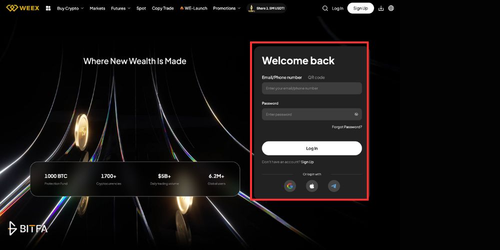 نحوه ثبت نام در صرافی ویکس