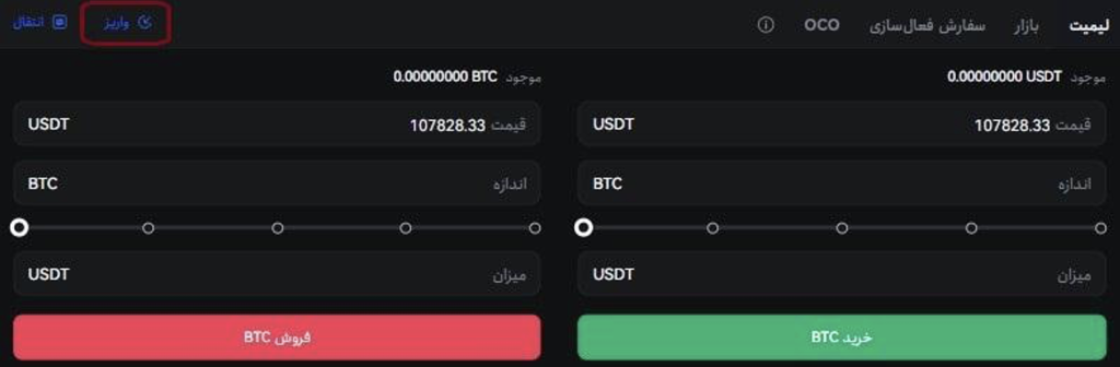 واریز در توبیت