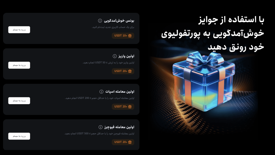 انواع بونوس صرافی توبیت