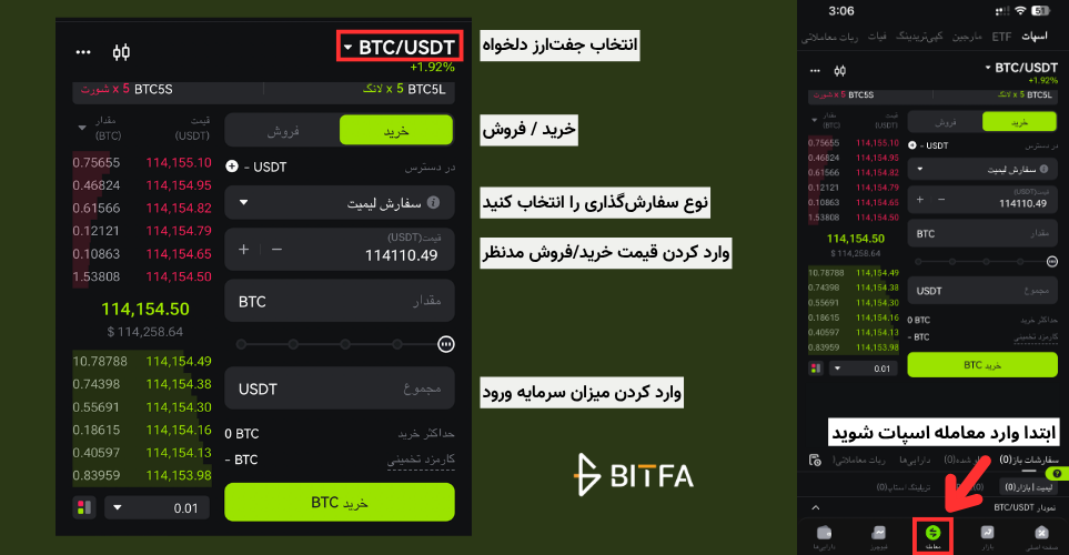 معامله اسپات در XT