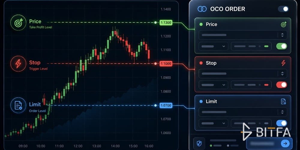 سفارش OCO در ارز دیجیتال با سطوح Price، Stop و Limit