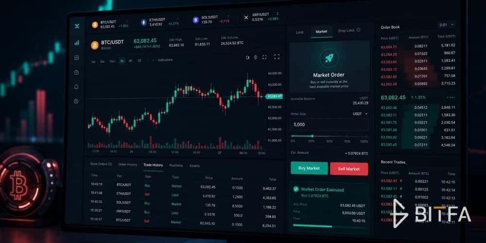 اجرای سفارش بازار در صرافی ارز دیجیتال